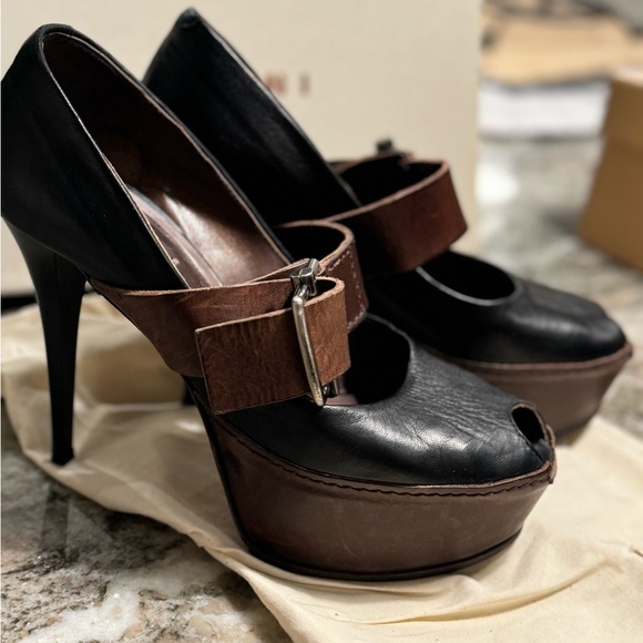 🔥Marni Scarpa platform‎ pump with box - brown & black from Neiman Marcus🔥 - Picture 9 of 10